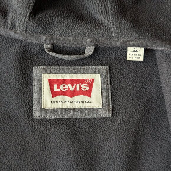 Levi's Men's Gray Black Fleece Lined Full Zip Hooded Jacket medium - Picture 6 of 8